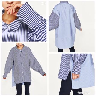 zara ザラ ストライプ柄オーバーサイズシャツ ストライプシャツ