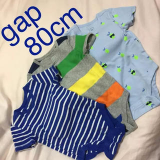 ベビーギャップ(babyGAP)の新品 gap 80 前開き半袖ロンパ3枚セット(ロンパース)