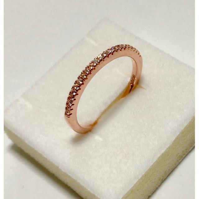 キラキラ ピンクゴールド ジルコニア 純銀 リング フリーサイズ レディースのアクセサリー(リング(指輪))の商品写真