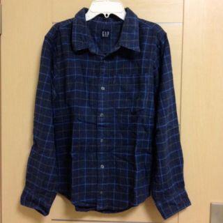 ギャップ(GAP)のGAP 紺色チェックシャツ(シャツ/ブラウス(長袖/七分))