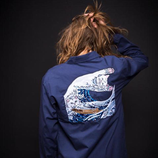 RIPNDIP THE GREAT WAVE MILITARY JACKETブルーブルー