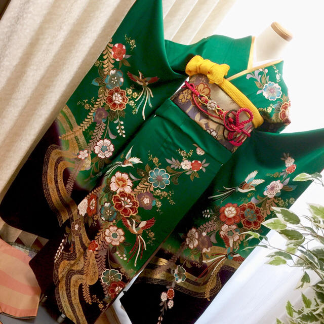 豪華絢爛 振袖&袋帯 R1010 鳳凰 金駒刺繍 金彩 金箔 水着/浴衣 豪華絢爛 振袖&袋帯 R1010 鳳凰 金駒刺繍 金彩 金箔 水着/浴衣