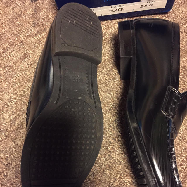 HAWKINS(ホーキンス)のローファー ブラック 24.0cm 美品 レディースの靴/シューズ(ローファー/革靴)の商品写真