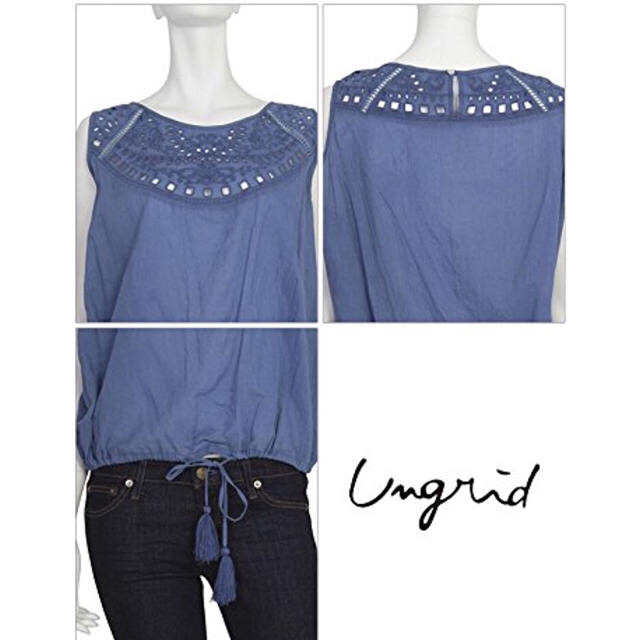 Ungrid(アングリッド)のungrid カットワークノースリーブブラウス 美品 レディースのトップス(シャツ/ブラウス(半袖/袖なし))の商品写真
