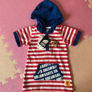 ドリームベイビーズ(DREAMBABYS)の新品 ベビー服 半袖ボーダーフードトップス (Ｔシャツ)