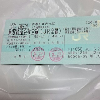 青春18きっぷ 残り3回(鉄道乗車券)