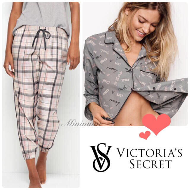 Victoria's Secret(ヴィクトリアズシークレット)のVSパジャマセット(メッセージ×チェック) レディースのルームウェア/パジャマ(パジャマ)の商品写真