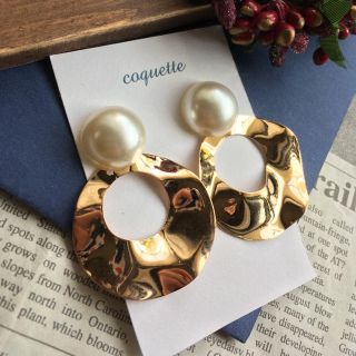 再販♡なみなみゴールド パールカボションピアス/イヤリング(ピアス)