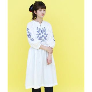 ドットアンドストライプスチャイルドウーマン(Dot&Stripes CHILDWOMAN)のクロスステッチボリューム袖ワンピース(ロングワンピース/マキシワンピース)