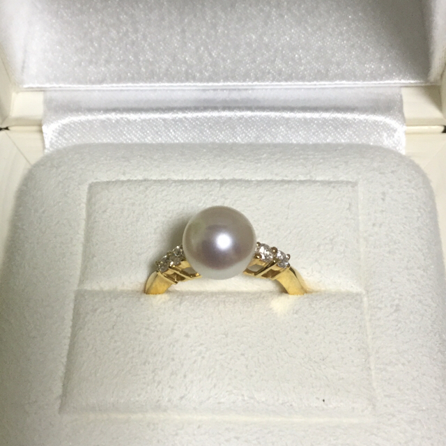 MIKIMOTO(ミキモト)の【美品】ミキモトダイヤ付きパールリング 指輪 9.5号k18約8mm レディースのアクセサリー(リング(指輪))の商品写真