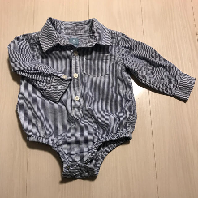 babyGAP(ベビーギャップ)のストライプ シャツ ロンパース キッズ/ベビー/マタニティのベビー服(~85cm)(ロンパース)の商品写真