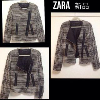 ザラ(ZARA)のガッキー様専用❤ノーカラーツイードJK(ライダースジャケット)