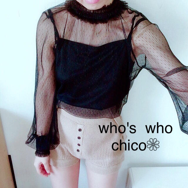 who's who Chico(フーズフーチコ)の2018年新作❁﻿フーズフーチコ ドットチュールハイネックブラウス レディースのトップス(シャツ/ブラウス(長袖/七分))の商品写真