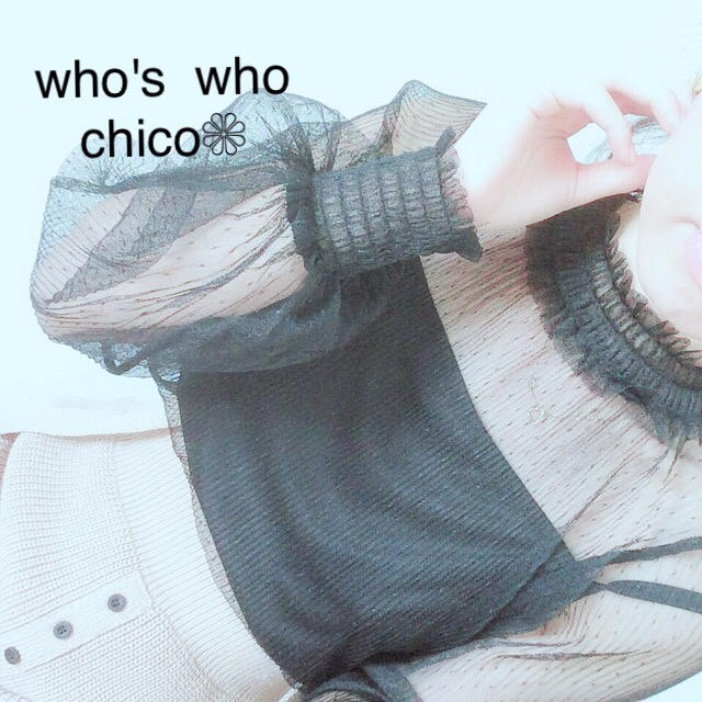 who's who Chico(フーズフーチコ)の2018年新作❁﻿フーズフーチコ ドットチュールハイネックブラウス レディースのトップス(シャツ/ブラウス(長袖/七分))の商品写真