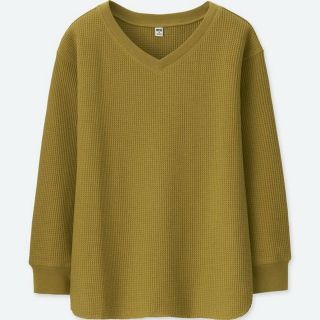 ユニクロ(UNIQLO)のワッフルVネック九分袖(Tシャツ(長袖/七分))