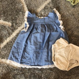 ベビーギャップ(babyGAP)の美品 baby gap ストライプ ブルー ワンピース 6〜12ヶ月(ワンピース)