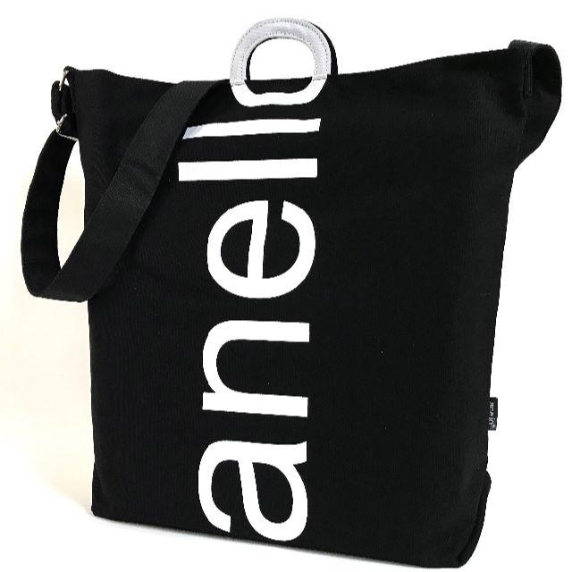 anello(アネロ)の【anello】ビッグロゴプリント 2Wayトート［ブラック/ホワイト］ レディースのバッグ(トートバッグ)の商品写真