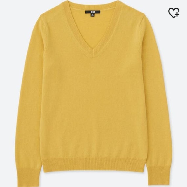 ユニクロ UNIQLO カシミヤ　Vネックセーター　M イエロー