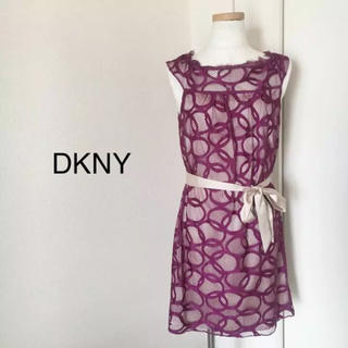 ダナキャランニューヨーク(DKNY)の美品 DKNY 総レース シルクワンピース(ひざ丈ワンピース)