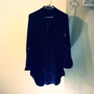 ザラ(ZARA)のBlackモードロングシャツ(カットソー(長袖/七分))