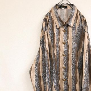 コムデギャルソン(COMME des GARCONS)の【90s 80s】個性派 デザイン  光沢シャツ ポリシャツ  柄シャツ  開襟(シャツ)