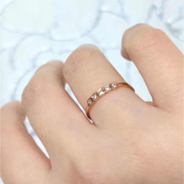 18K RGP ゴールド ダイヤ CZ シンプル リング　gu1217e レディースのアクセサリー(リング(指輪))の商品写真