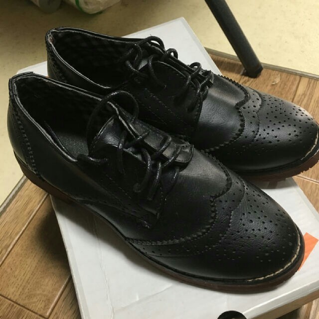 マニッシュ厚底シューズ♡パンプス 革ブラック レディースの靴/シューズ(ハイヒール/パンプス)の商品写真