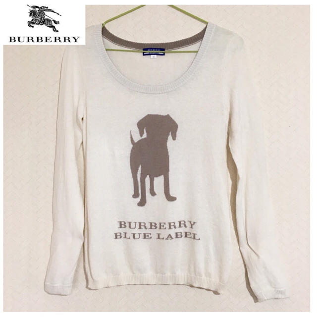 BURBERRY(バーバリー)のタカ5831様専用☺︎バーバリー 犬 春ニット 白 レディース  ニット 春物 レディースのトップス(カットソー(長袖/七分))の商品写真