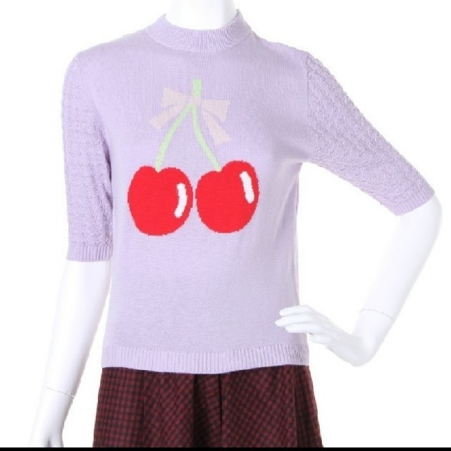 merry jenny(メリージェニー)のmerry jenny ♡ チェリースタンドネックニットTOPS レディースのトップス(カットソー(半袖/袖なし))の商品写真