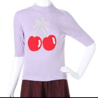 メリージェニー(merry jenny)のmerry jenny ♡ チェリースタンドネックニットTOPS(カットソー(半袖/袖なし))