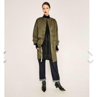 ザラ(ZARA)の美品 ZARA スエード コート(ノーカラージャケット)