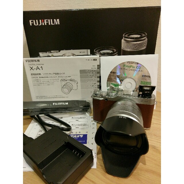 最終値下げ!美品☆FUJIFILMミラーレス一眼X-A1ブラウン標準ズーム