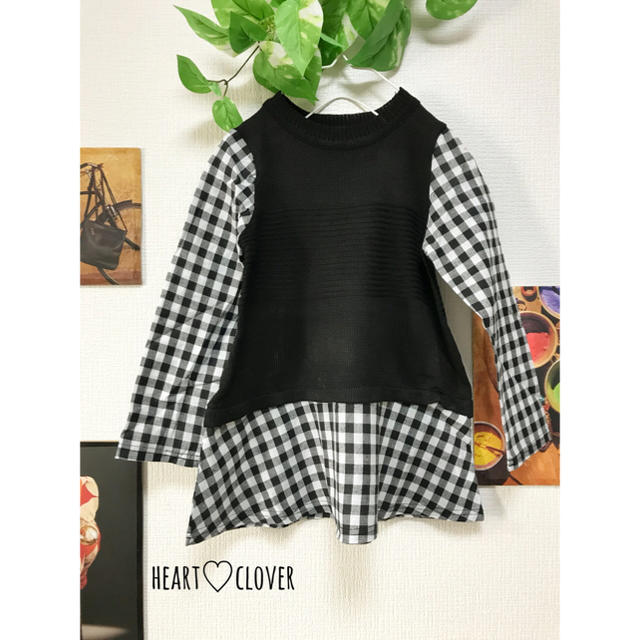 ギンガムチェック フレア ブラウス シャツ 韓国 キッズ 子供服 キッズ/ベビー/マタニティのキッズ服女の子用(90cm~)(ブラウス)の商品写真