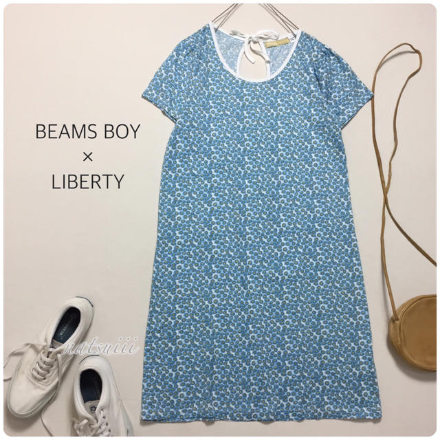 BEAMS BOY(ビームスボーイ)のビームスボーイ × リバティ . 花柄 後ろリボン パフ袖 ワンピース レディースのワンピース(ひざ丈ワンピース)の商品写真