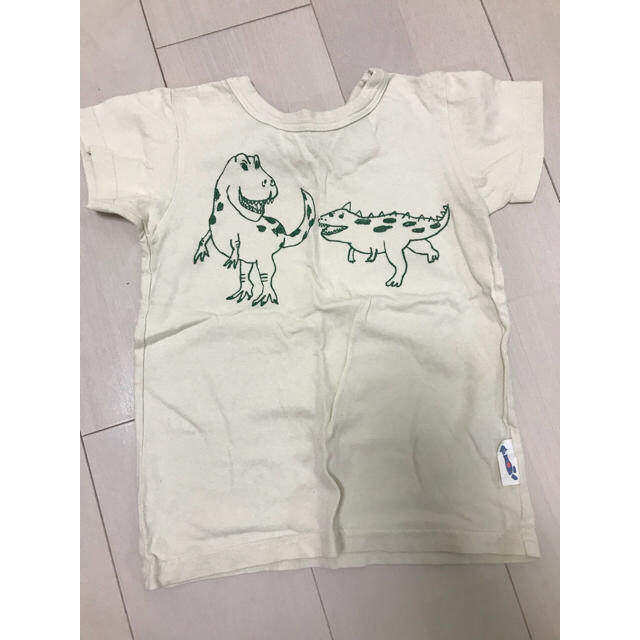 MARKEY'S(マーキーズ)のきなり生成りキナリＴシャツ恐竜グリーン男の子100cmマーキーズホワイト キッズ/ベビー/マタニティのキッズ服男の子用(90cm~)(Tシャツ/カットソー)の商品写真