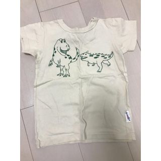 マーキーズ(MARKEY'S)のきなり生成りキナリＴシャツ恐竜グリーン男の子100cmマーキーズホワイト(Tシャツ/カットソー)