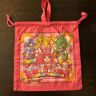 美品 スマイルプリキュア  巾着 ビューティー ピース ハッピー ピンク 入園(キャラクターグッズ)