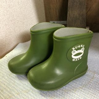 ［美品］長靴 レインシューズ 13 KUKU WALK グリーン カエル(長靴/レインシューズ)