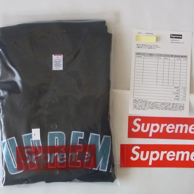 送料込み M Supreme Corduroy Baseball JerseyBlackブラック黒サイズ