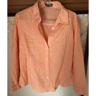 ジーユー(GU)の大きいサイズ オレンジチェックシャツ(シャツ/ブラウス(長袖/七分))