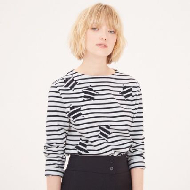 MAISON KITSUNE'(メゾンキツネ)のMAISON KITSUNE メゾンキツネ スターパッチマリンカットソー L レディースのトップス(カットソー(長袖/七分))の商品写真