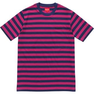 シュプリーム(Supreme)の【送料込み】XL Supreme bar stripe tee Navy (Tシャツ/カットソー(半袖/袖なし))