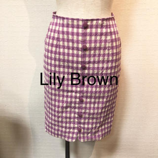 リリーブラウン(Lily Brown)の美品✨Lily Brown❤️ギンガムチェック タイトスカート(ひざ丈スカート)