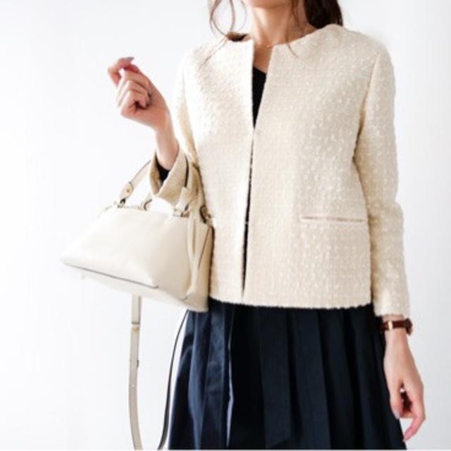 UNIQLO - ツイードノーカラージャケット ホワイト M 入学式 卒業 UNIQLO - ツイードノーカラージャケット ホワイト M 入学式 卒業