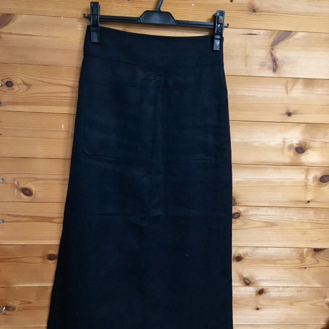 Mila Owen(ミラオーウェン)のリネンスカート ブラック レディースのスカート(ひざ丈スカート)の商品写真