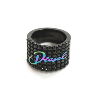 DIESEL - ディーゼル ロゴ リング 指輪 14号 黒 ブラック DX0346-7 ...