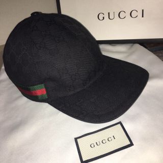 グッチ(Gucci)のGUCCI ベースボールキャップ 黒 L 確実正規品！！(キャップ)