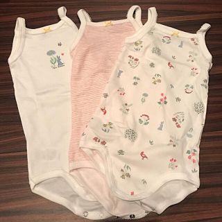 プチバトー(PETIT BATEAU)のプチバトー 18SS ボーダー&プリントキャミソールボディ3枚組 18m 新品(肌着/下着)