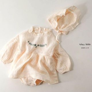 ザラキッズ(ZARA KIDS)の2018ss 新作 韓国子供服 ロンパース&ボンネットセット(ロンパース)