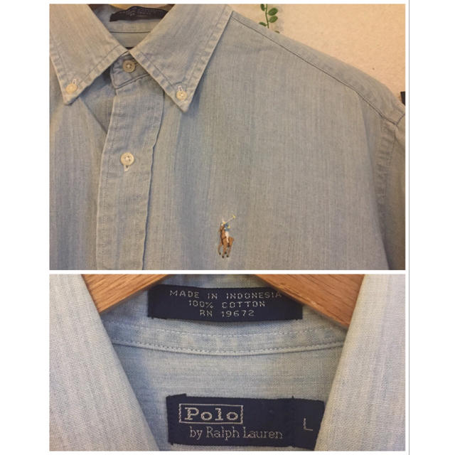 POLO RALPH LAUREN(ポロラルフローレン)の古着/ラルフローレン/シャンブレーシャツ/メンズＬ メンズのトップス(シャツ)の商品写真